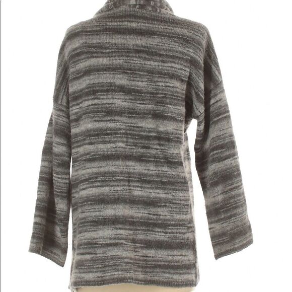 Joie Maisy Grey Space Dyed Striped Drape Front Cardigan Wool Blend - Picture 5 of 6